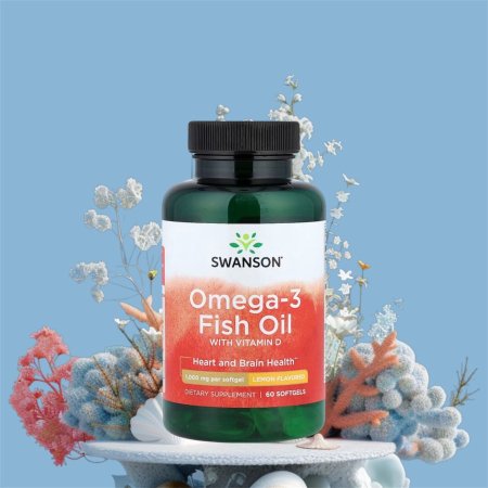 زيت سمك اوميغا3 مدعم فيتامين D3، بنكهة اليمون، 60 كبسولة هلامية، omega 3