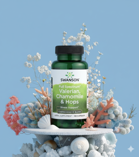 الناردين، البابونج والجنجل، 60 كبسولة، Valerian، Chamomile، Hops