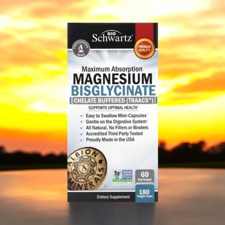 اقصى امتصاص مغنيسيوم مكرر الجليسينات، 72 ملجم، 180 كبسولة شوارتز، Magnesium Bisglycinate