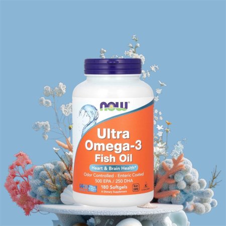 زيت السمك الترا قوة مضاعفة الغني باوميجا-3 الفائق، 180 كبسولة هلامية، 3 NowFoods Omega