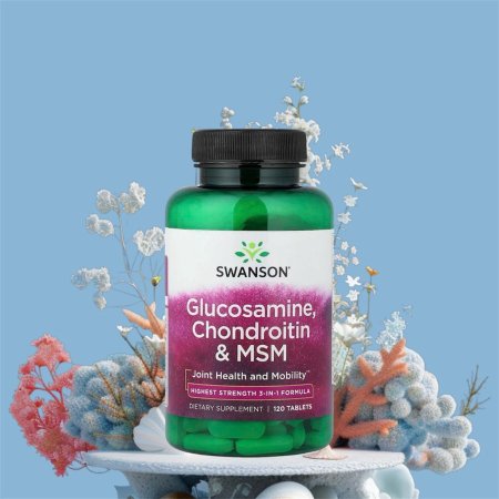 جلوكوزامين، كوندروتن، وميثيل سلفونيل ميثان 120 قرصا، Glucosamine، Chondroitin، Msm