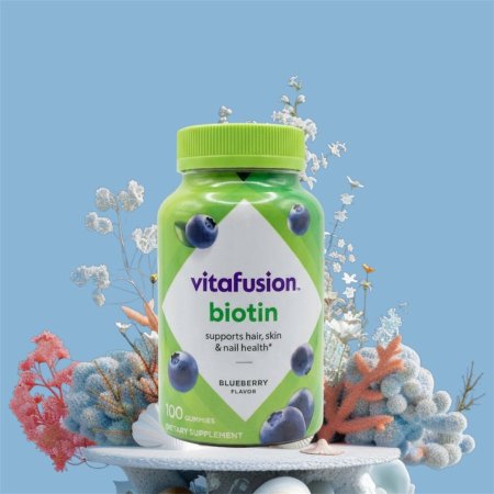 Biotin Gummies, Blueberry Flavor, 100 Gummies، فيتافيوجن، بيوتين جيلي، نكهة التوت الأزرق الطبيعية، 100 قطعة جيلي
