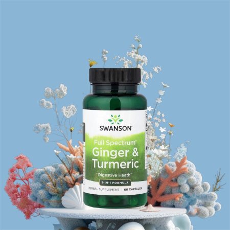 زنجبيل وكركم 60 كبسولة، مكملات سوانسون في فلسطين، Ginger، Turmeric