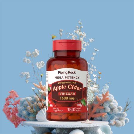 خل التفاح الفائق، تركيز قَوي 1,600 ملغ، 150 قرصاً مغلفاً،, Premium Apple Cider Vinegar, Mega Potency, 1,600 mg, 150 Coated Caplets