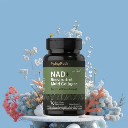 مركب NAD+ مع الريسفيراترول والكولاجين المتعدد، 70 كبسولة سريعة الإطلاق (, NAD+ Resveratrol, Multi Collagen, 70 Quick Release Capsules