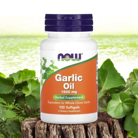زيت الثوم، 1500 ملجم، 100 كبسولة هلامية، Garlic oil بدون رائحة للفم، منتجات Now foods في فلسطين