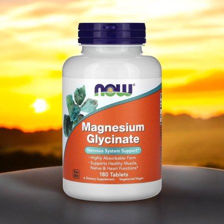جليسينات المغنيسيوم، 180 قرصا، 100 ملجم لكل قرص، Magnesium glycinate now foods