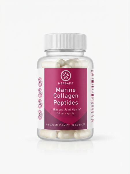 هيربافيت، ببتيدات الكولاجين البحري، لصحة البشرة والمفاصل، 450 ملجم، 60 كبسولة (Herbafit, Marine Collagen Peptides, Skin and Joint Health, 450 mg, 60 Capsule