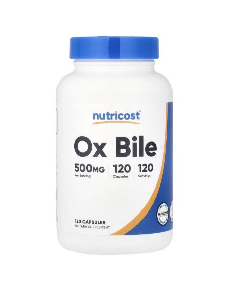 نوتري كوست، أكس بايل (صفراء الثور المجففة)، 500 ملجم، 120 كبسولة (Nutricost, Ox Bile, 500 mg, 120 Capsules)