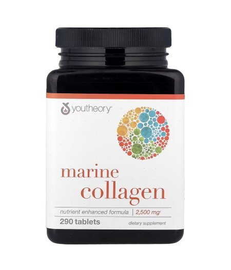 يوثيري، الكولاجين البحري، بتركيبة معززة بالمغذيات، 2,500 مجم، 290 قرصاً (Youtheory, Marine Collagen, Nutrient Enhanced Formula, 2,500 mg, 290 Tablets)