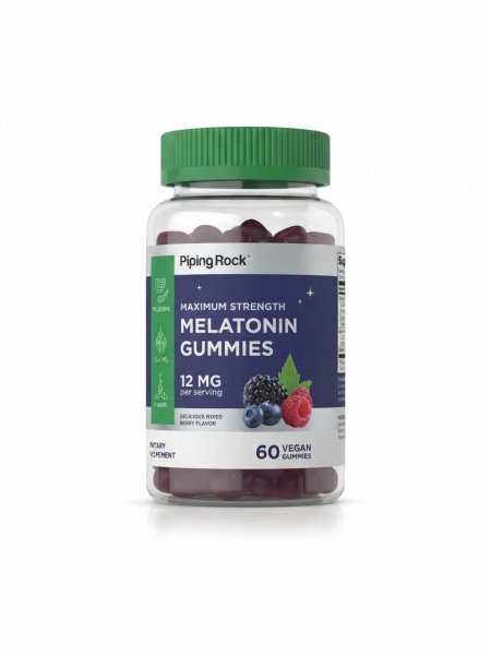 بايبيج روك، حلوى الميلاتونين بتركيز أقصى، بنكهة التوت المشكل، 60 حبة نباتية, Maximum Strength, Melatonin Gummies, Maximum Strength, 60 Vegan Gummies