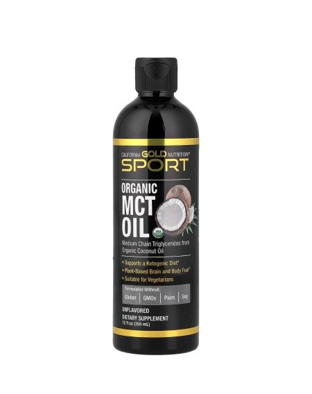 California Gold Nutrition, Sport, زيت MCT العضوي، بدون نكهة، 355 مل (12 أونصة سائلة) 