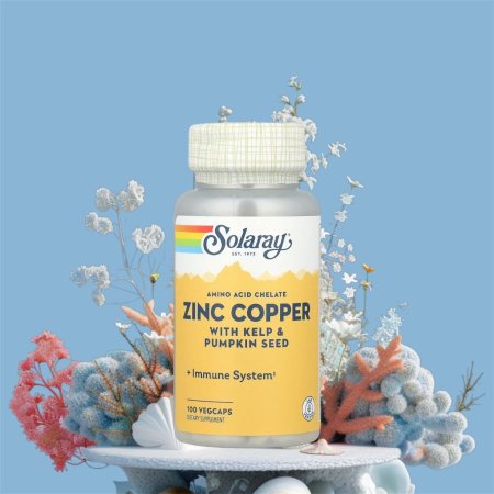 الزنك والنحاس مع طحالب البحر وبذور اليقطين، 100 كبسولة نباتية، Zinc Copper